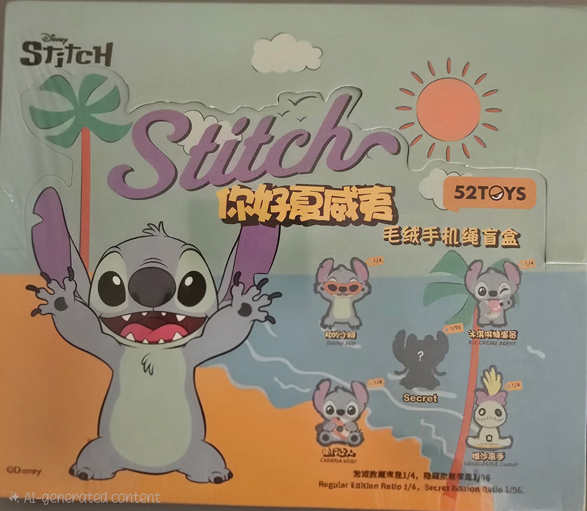 Disney Stitch × 52TOYS Plush Phone Strap Blind Box